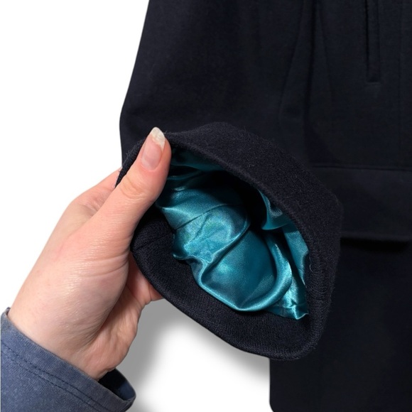 Holland Esquire Stylish Black Wool Double Breasted Peacoat Vibrant Lining Medium - Picture 8 of 11